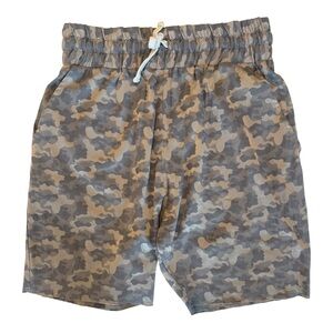 TRIBE KELLEY Bonfire Shorts Raw Hem Drawstring Camo Grey Khaki Size Large 30-A